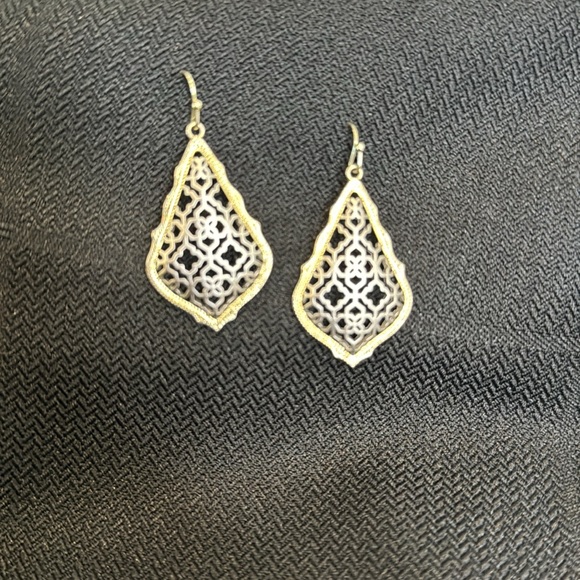 Kendra Scott Candice Gold Cuff Bracelet & Addie Gold Drop earrings. - Picture 3 of 7